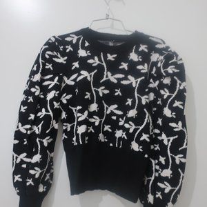 Black Sweater with Flower Design